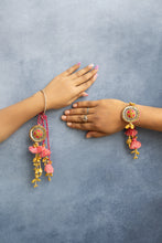 Pink Golden Beaded Lumba Rakhi pair set