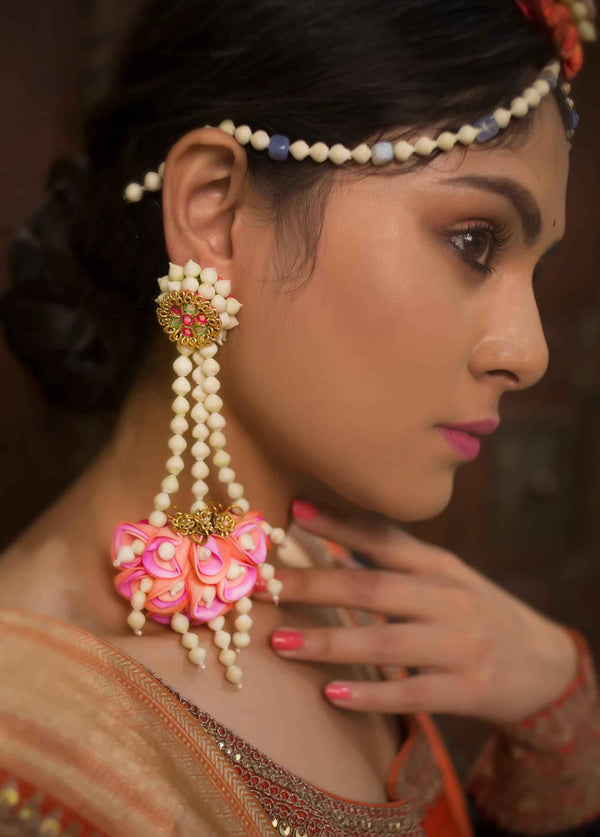 Rosa cascade real look-alike floral Earrings
