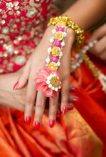 Phoenix Bridal Set with Pink Hand-Embroidered Florals and Elegant mogral Embellishments