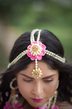 Pink bougainvillea floral set with layered Necklaces, shop-by-style, shop-by-vibe,hoops Earrings,mathapathi,Haathful and kaliras