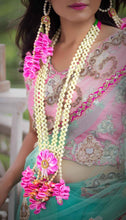 Pink bougainvillea floral set with layered Necklaces, shop-by-style, shop-by-vibe,hoops Earrings,mathapathi,Haathful and kaliras