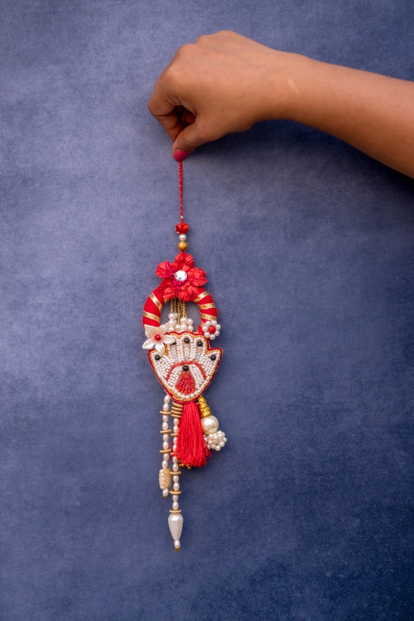 Red Hamsa Rakhi Pair Set