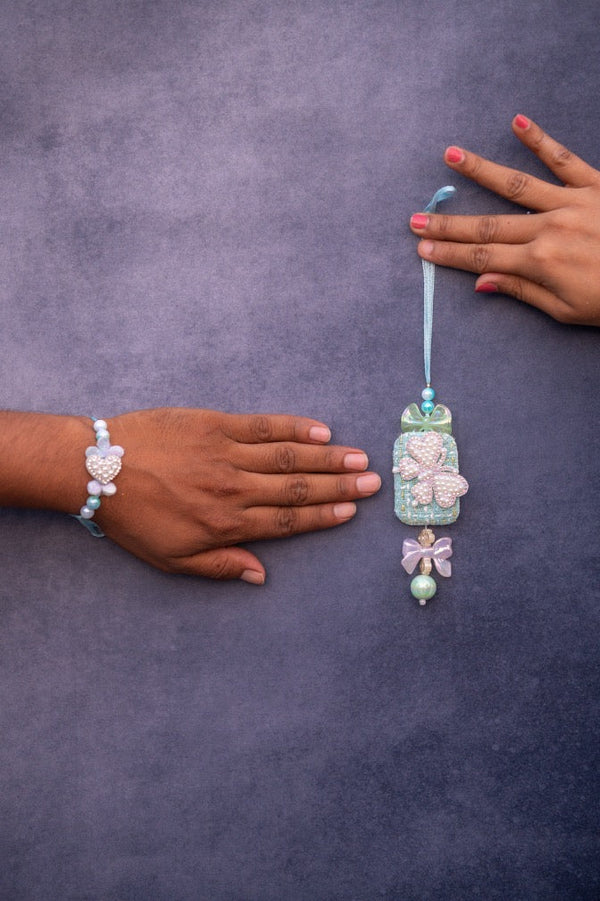 Pestal Blue Butterfly Rakhi Pair Set