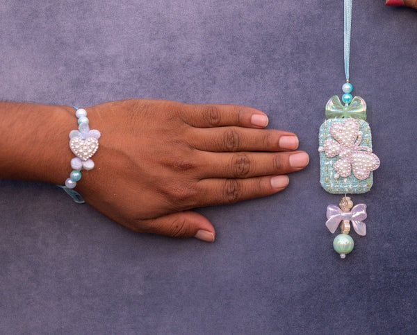 Pestal Blue Butterfly Rakhi Pair Set