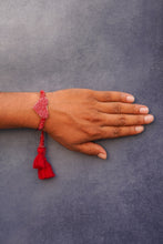 Red heart beaded bhai rakhi
