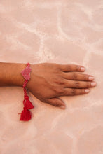 Red heart beaded bhai rakhi