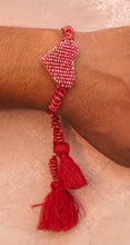 Red heart beaded bhai rakhi