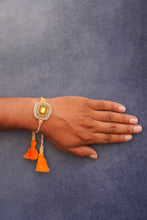 Orange white stone bhai rakhi