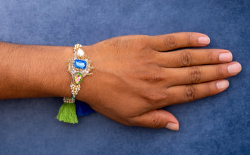 Blue green stone bhai rakhi