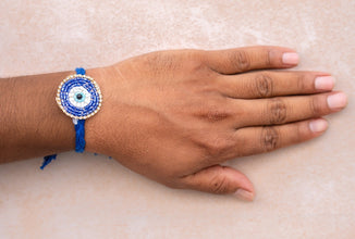 Blue evil eye pearl bhai rakhi