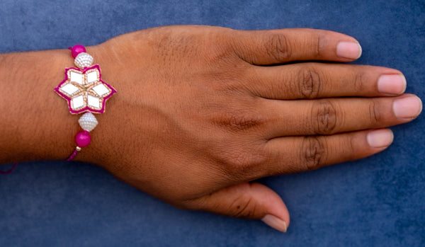 Pink star mirror bhai rakhi