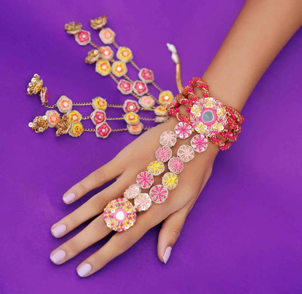 Pink Yellow Multicolour Haathful (set of 2)