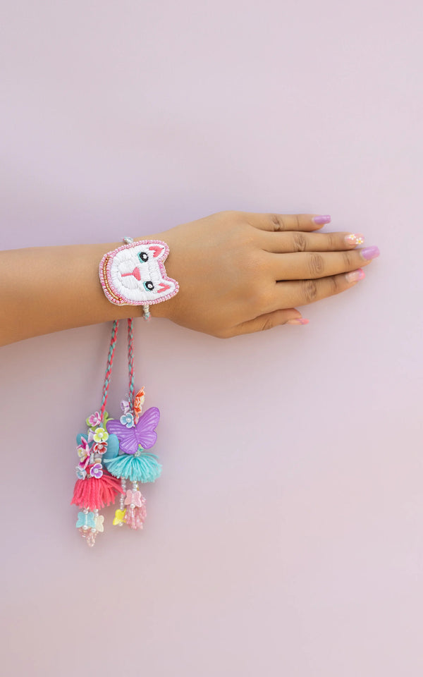 Kid's Pink Cat Lumba Beaded Rakhi lumba