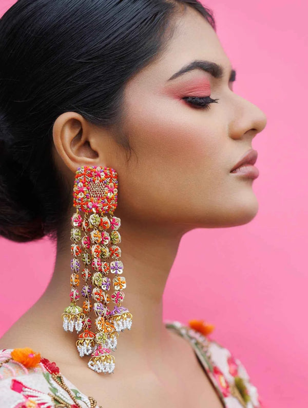 Multicolour Tikka and Earring