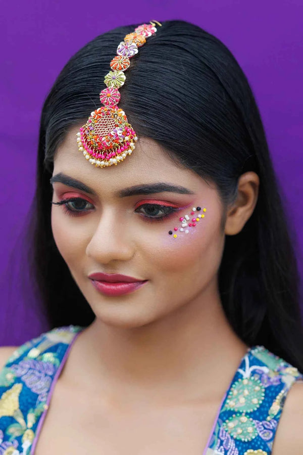 Multicolour Tikka and Earring