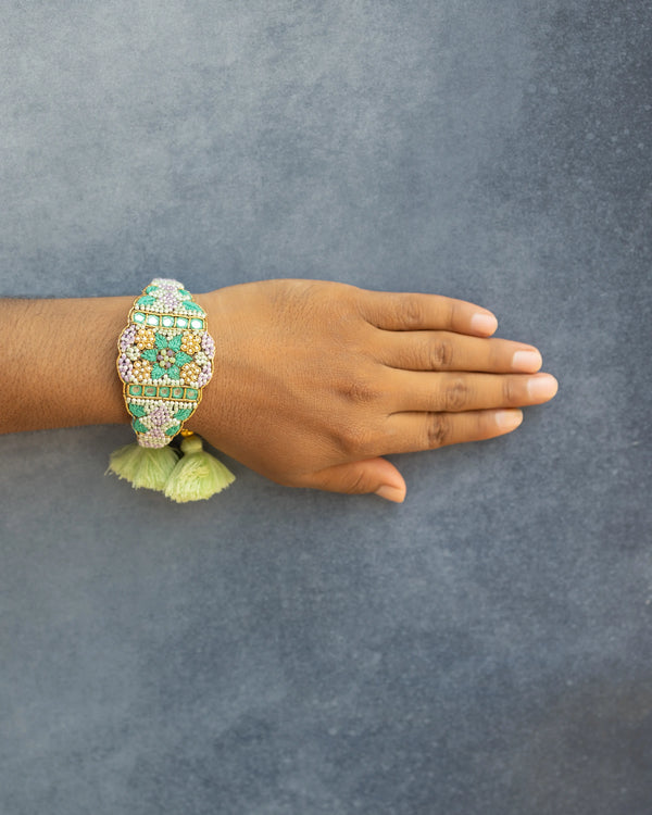Bhai Green Purple Beaded Bulk Rakhi