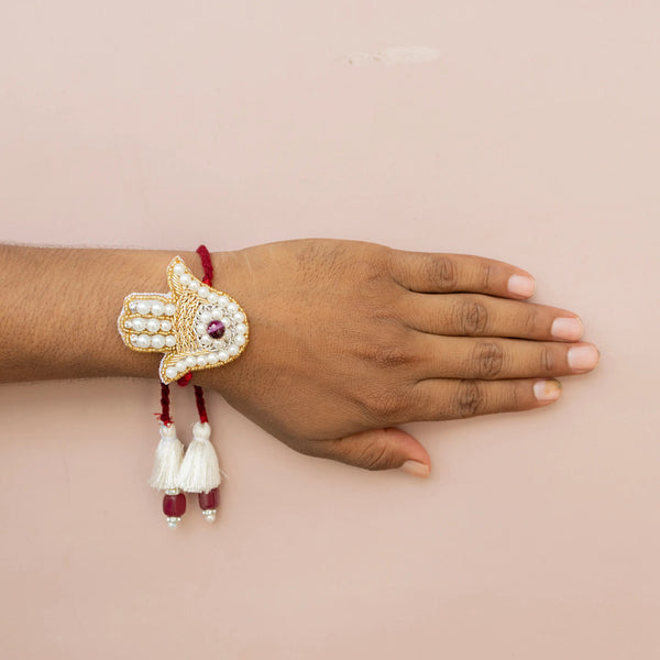 Bhai Hamsa Hand with Evil Eye Beaded Rakhi