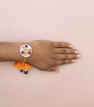 Bhai White Orange Beaded Rakhi
