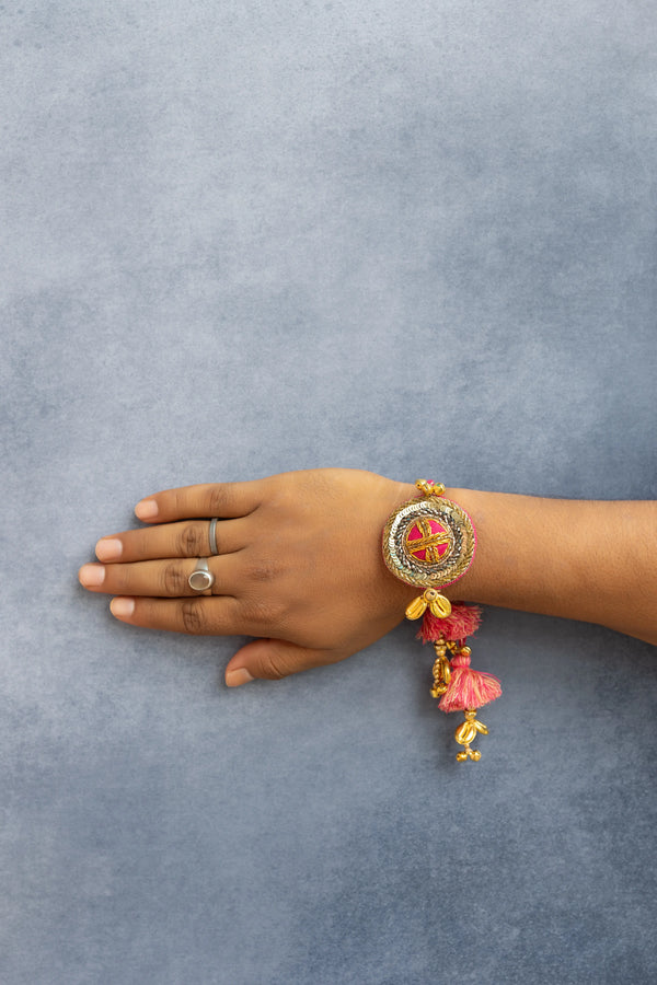 Bhai Red Golden Beaded Bulk Rakhi