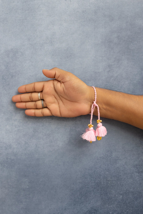 Bhai Pink Orange Beaded Bulk Rakhi