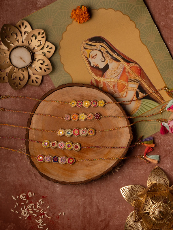 Bhai Muticolor Flower Beaded Rakhi