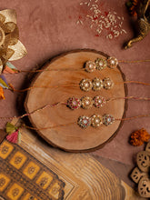 Bhai Golden Pink Flower Rakhi