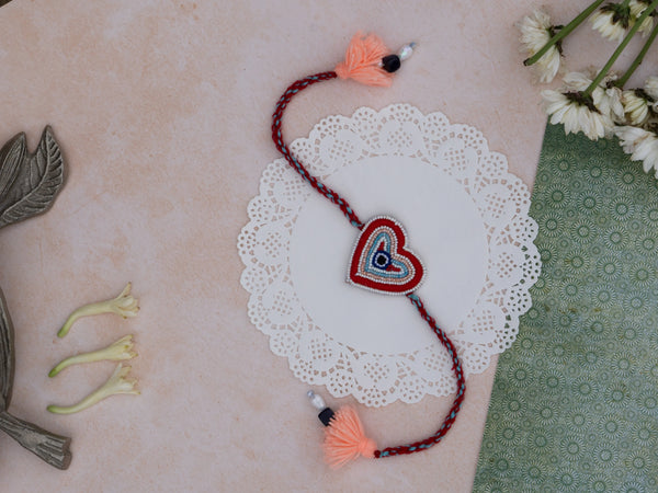 Bhai Multicolor Heart Beaded Rakhi