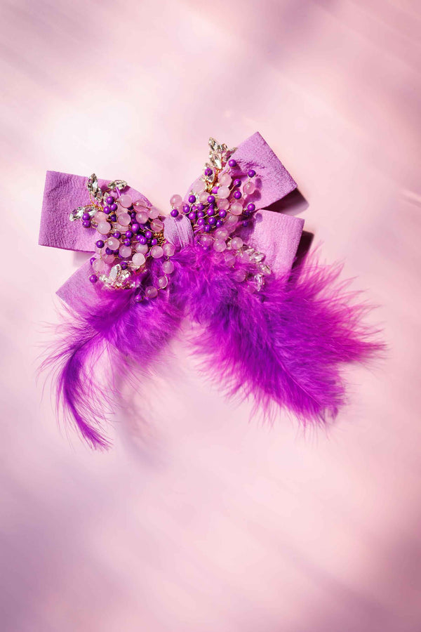 Brinda Embellished Crystal Hair Bow Barrett Clip (1 pcs)