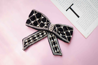 Chhavi Embellished Crystal Hair Bow Barrett Clip (1pc)