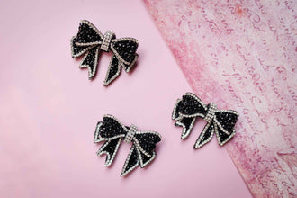 Gopika Embellished Crystal Hair Bow Barrett Clip (Set of 3)