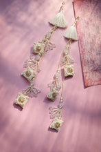 Shreya Hair Braids Hair Accessories (Pearl-String-long-Floral-veil-and-pair-of-tashell)