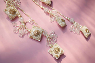 Shreya Hair Braids Hair Accessories (Pearl-String-long-Floral-veil-and-pair-of-tashell)