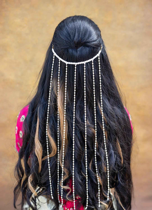 Palak Hair Strings Hair Accessories (pearl hair strings of 7 stands)