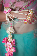 Vintage Rose floral Heirloom floral set with Jhumka Earrings with Earchain,tikka and pair of Haathful and kaleeral