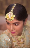 Pistachio real look-alike floral set with Necklaces, shop-by-style, shop-by-vibe, Chandelier Earrings,layered Necklaces, shop-by-style, shop-by-vibe and pair of Bangless