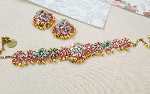 Blossoming Garden Beaded Bracelet and Earrings Set