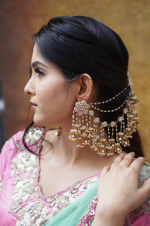 Rukaiya Earrings + Earchain+Tikka + Haathful (NO KALEERAS)