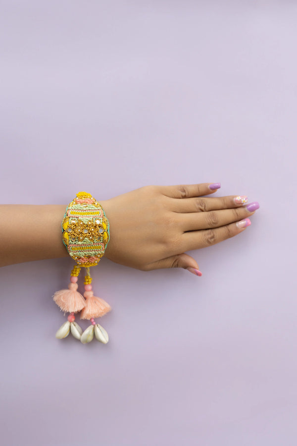 Bhabhi Yellow Beaded Lumba rakhi