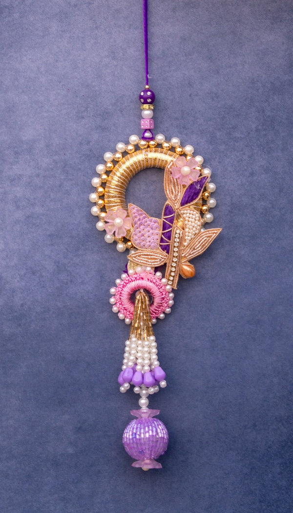 Purple Flower Rakhi Pair Set