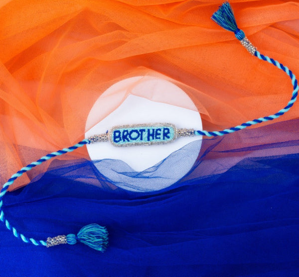 Blue silver brother bhai rakhi