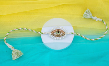 Evil eye white green bhai rakhi