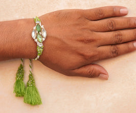 Green white stone bhai rakhi