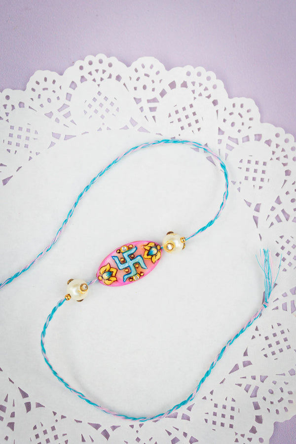 Bhai Pink Blue Swastik Bulk Rakhi