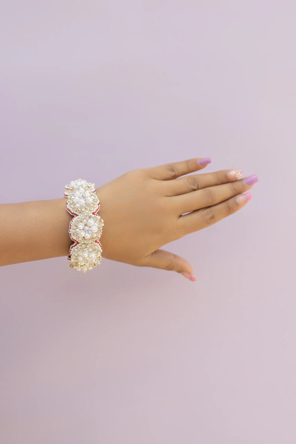White Beaded Bulk Bangle