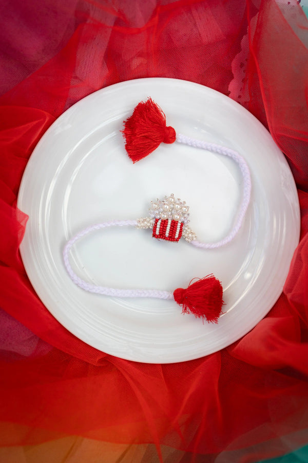 Kid's Red Popcorn Beaded Rakhi