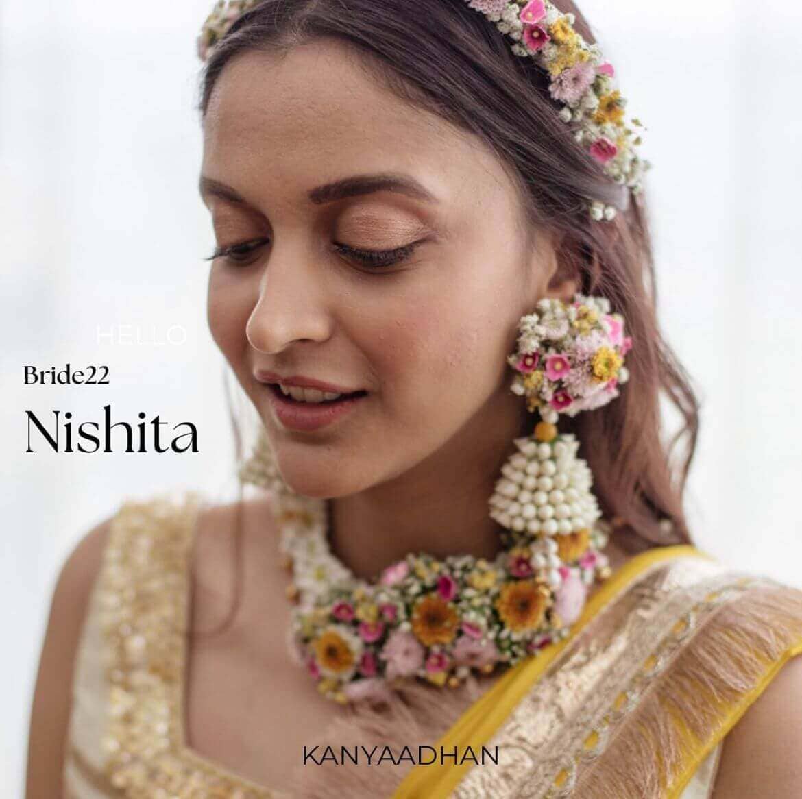 kanyaadhan bride in floral jewellery